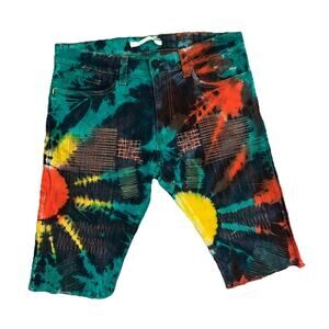 Men’s Multicolor Shorts By Golden- Stretch Fit And Fringe Bottom -Size 30x32